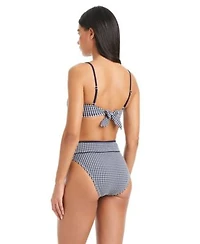 Sanctuary Womens Bandeau Neck Bikini Top Check Me Out High Waist Swim Bottoms