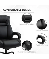 Vinsetto Big and Tall Executive Office Chair w/ Pu Leather Fabric, Wheel, Black