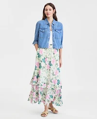 On 34th Women's Tiered Chiffon Pull-On Floral Maxi Skirt, Macy's Exclusive