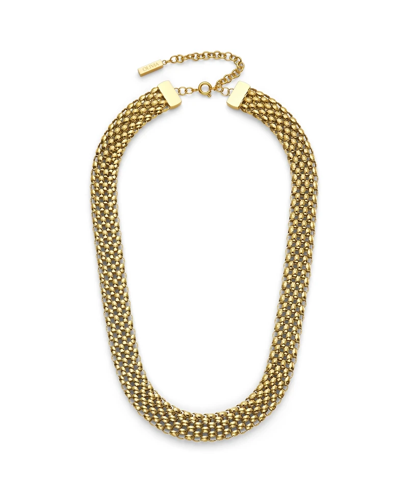 Olivia Burton Women's Chequerboard Link Gold Tone Stainless Steel Necklace