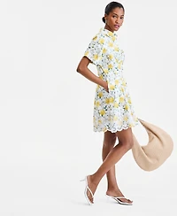 On 34th Women's Cutwork-Hem Mini Shirtdress, Macy's Exclusive