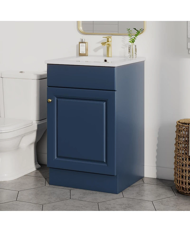 Sillysis Bathroom Vanity with Sink, Painted Mdf Cabinet, Soft Close Door, Adjustable Shelf & Organizer for Small Spaces