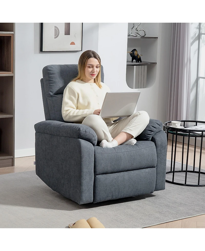 Homcom Wide Swivel Rocker Recliner, Overstuffed Reclining Sofa