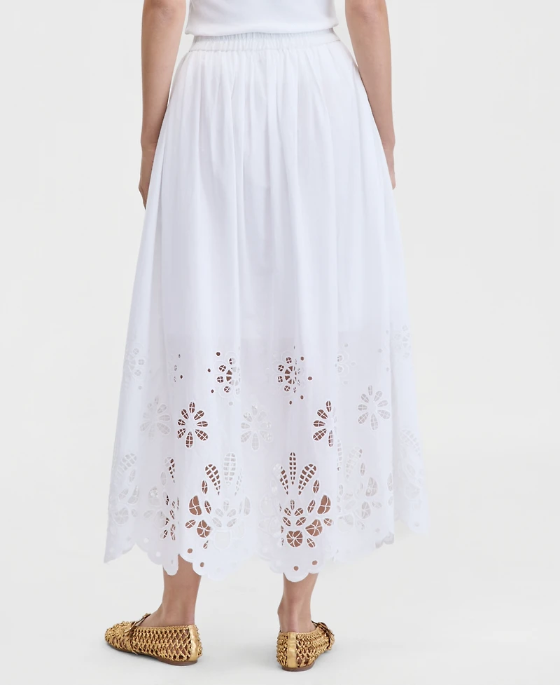 On 34th Women's Cotton Solid Eyelet Midi Skirt, Macy's Exclusive