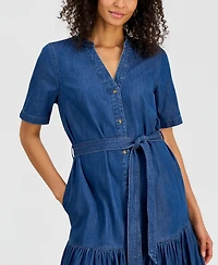 Style & Co Women's Denim Midi Tiered Dress, Macy's Exclusive