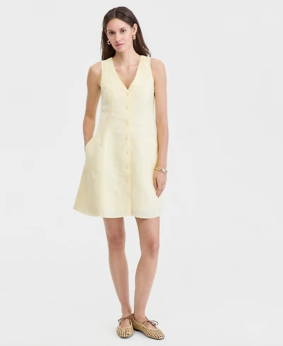 On 34th Women's Linen-Blend V-Neck Mini Dress, Macy's Exclusive