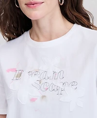 On 34th Women's Cotton Relaxed Jersey Dreamscape Applique Tee, Macy's Exclusive