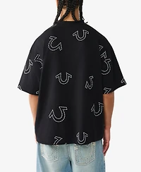 True Religion Men's Short-Sleeve Horseshoe Print Oversized T-Shirt