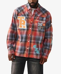 True Religion Men's Patch Long-Sleeve Flannel Shirt