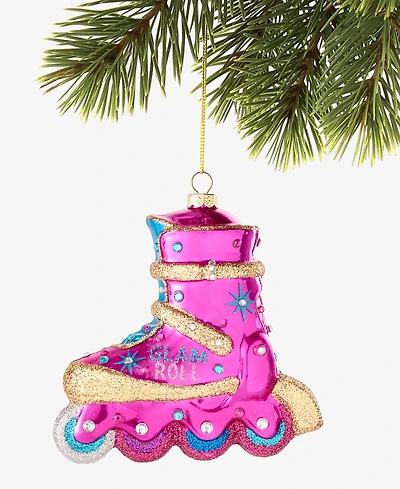 Holiday Lane Disco Brights Glass Roller Skate Boot Ornament, Macy's Exclusive