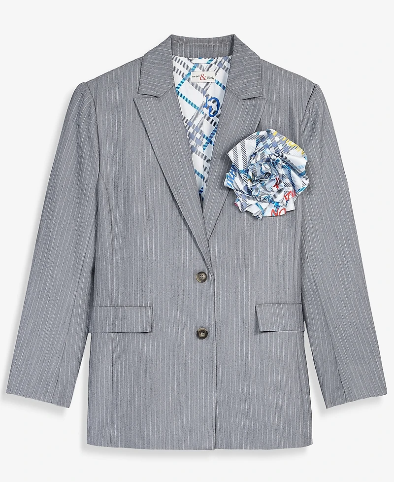 Women's Flower Pin Pinstripe Blazer, Macy's Exclusive-Molly Rogers Capsule Collection