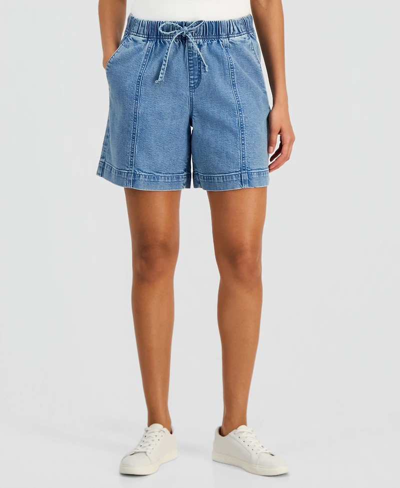 Style & Co Women's High-Rise Pull-On Denim Shorts, Macy's Exclusive