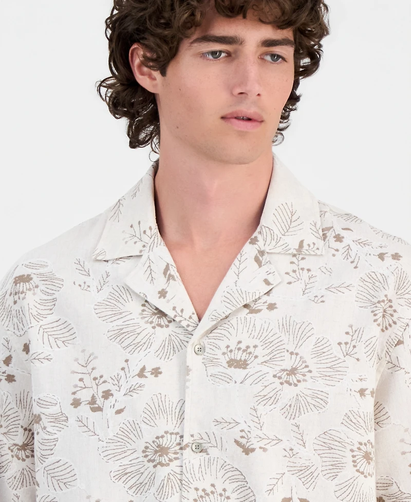 Guess Men's Allover Embroidery Button-Up Shirt