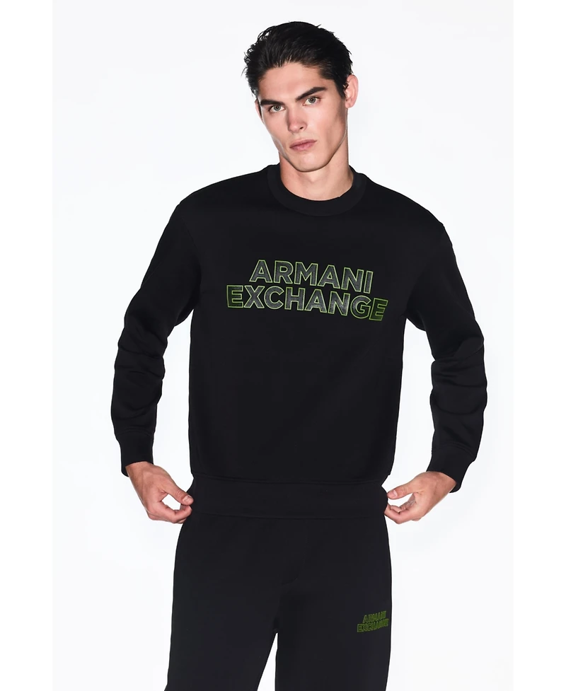 A|X Armani Exchange Men's Elevated Logo Crewneck Sweatshirt