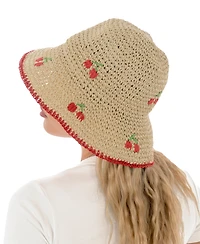 Marcus Adler Packable Cherry Straw Bucket Hat