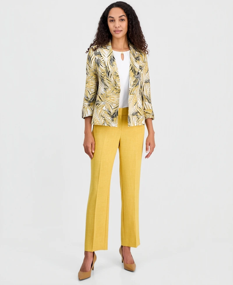 Kasper Women's Open-Front Palm-Print Jacket