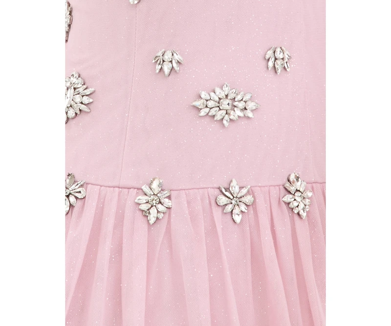 Say Yes Juniors' Sweetheart-Neck Embellished Mesh Gown, Created for Macy's