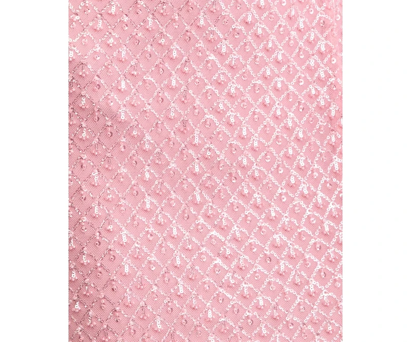 B Darlin Juniors' Beaded V-Neck Lace-Up-Back Gown