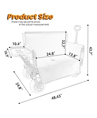 Rainsken Collapsible Wagon with Bench Seat and Rear-Mounted Folding Tabletop, 500lbs Heavy-Duty, 180L Capacity for Camping