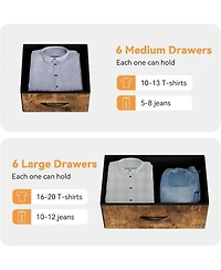 gaomon 12-Drawer Fabric Dresser with Side Pockets, Hooks