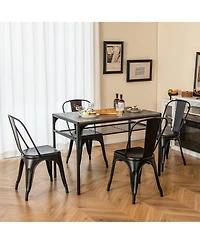 Gymax 18'' Metal Dining Chair High Back Bar Stools Set of 4 w/ X-shaped Frame Breathable Holes