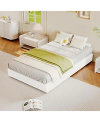 gaomon Cloud Bed Frame, Corduroy Soft Fabric Low Frames with Solid Wood Round Legs