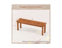 Slickblue 2-Person Outdoor Wood Bench with Backless Slatted Seat
