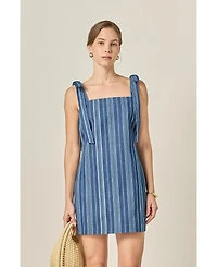 English Factory Women's Denim Stripe Mini Dress