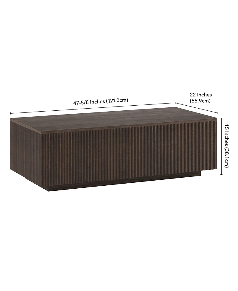 Hudson & Canal Reyes 48" Wide Rectangular Fluted Coffee Table