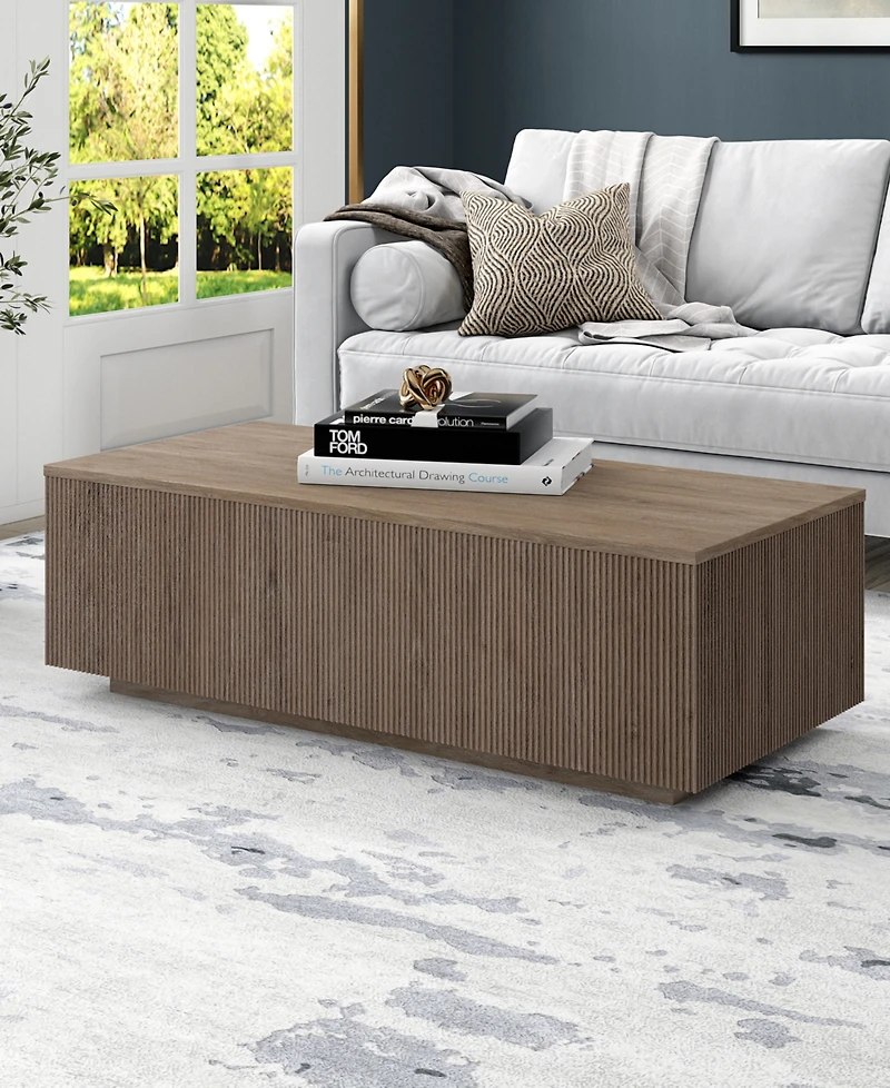 Hudson & Canal Reyes 48" Wide Rectangular Fluted Coffee Table