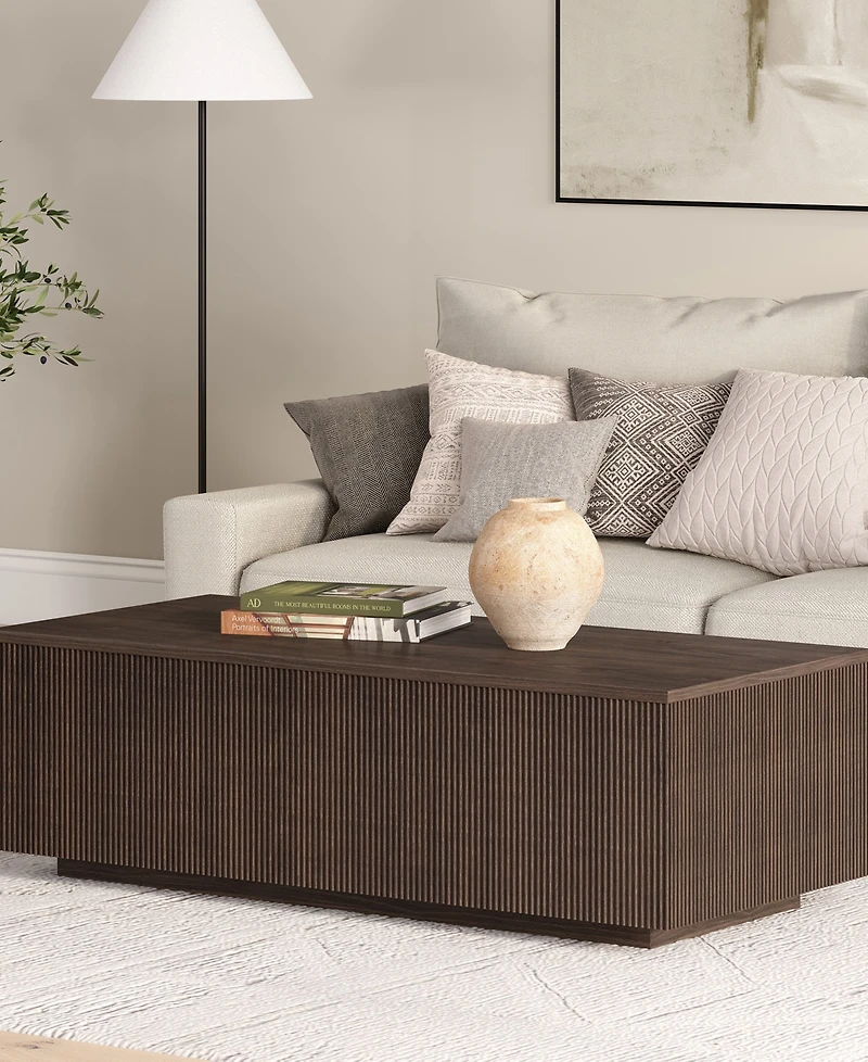 Hudson & Canal Reyes 48" Wide Rectangular Fluted Coffee Table