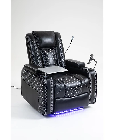 Clihome Power Zero Gravity Recliner with Multifunctional Features - Storage Armrest & Cup Holder - Laptop Table & Phone Holder- Reading Light