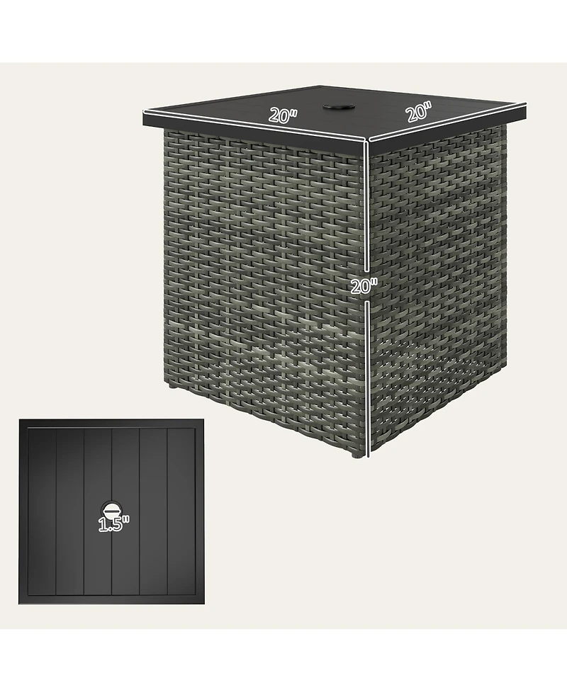 Outsunny Wicker Side Table, Square Pe Rat Outdoor End Table