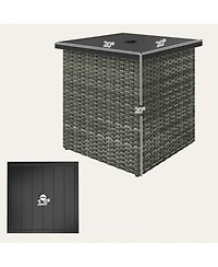 Outsunny Wicker Side Table, Square Pe Rat Outdoor End Table