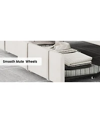 gaomon King Bed Frame Diamond Tufted Headboard Upholstered Platform Storage Drawer Wooden Slats Noise-Free No Box Spring