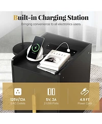 Nightstand with Charging Station Home Bedside Sofa Side Tables
