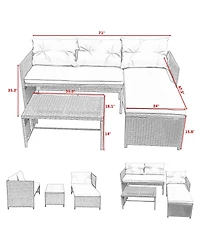 3PC Outdoor Patio Sofa Set Rattan Wicker Deck Couch Garden Furniture