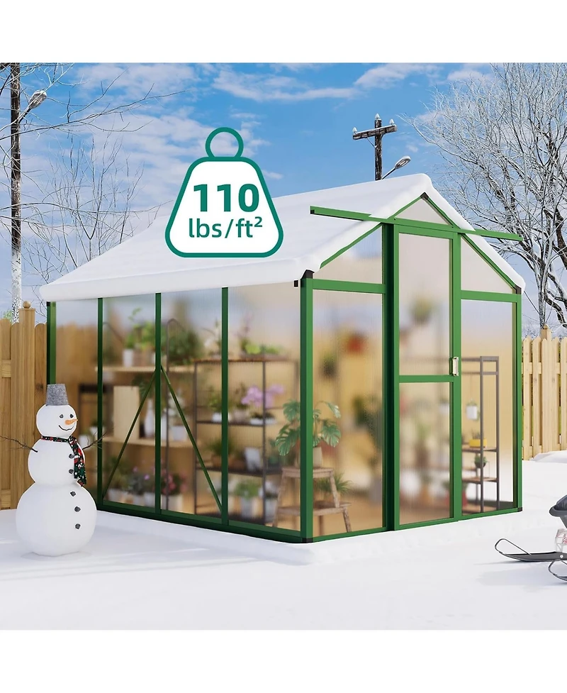 gaomon Walk-In house, Polycarbonate Panels, Adjustable Roof Vent & Sliding Door, Aluminum Frame, Garden & Patio