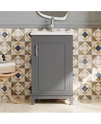 Sillysis Small Bathroom Vanity Cabinet with Ceramic Sink, Soft Close Door & Ample Storage for Compact Spaces