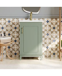 Sillysis Small Bathroom Vanity Cabinet with Ceramic Sink, Soft Close Door & Ample Storage for Compact Spaces