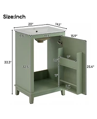 Sillysis Small Bathroom Vanity Cabinet with Ceramic Sink, Soft Close Door & Ample Storage for Compact Spaces