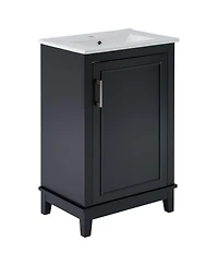 Sillysis Small Bathroom Vanity Cabinet with Ceramic Sink, Soft Close Door & Ample Storage for Compact Spaces