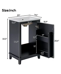 Sillysis Small Bathroom Vanity Cabinet with Ceramic Sink, Soft Close Door & Ample Storage for Compact Spaces