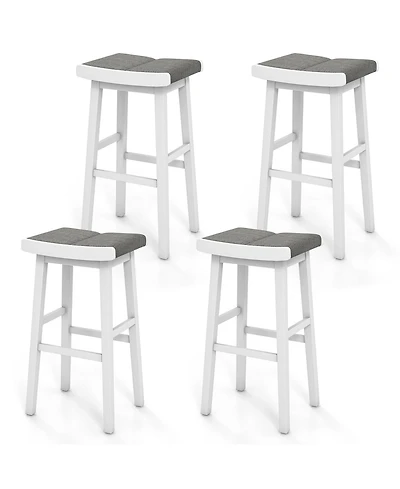 Gymax 4 Pcs Saddle Bar Stools Bar Height Backless Island Pub Chairs Kitchen