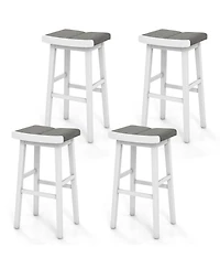 Gymax 4 Pcs Saddle Bar Stools Bar Height Backless Island Pub Chairs Kitchen