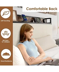 gaomon Bed Frame 2 Storage Drawers Charging Station Linen Upholstered Platform Headboard Heavy Duty Noise Free No Box