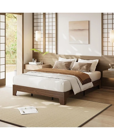 gaomon Platform Bed Frame Underbed Storage Clearance Wood Metal Slat No Headboard No Box Spring Easy Assembly