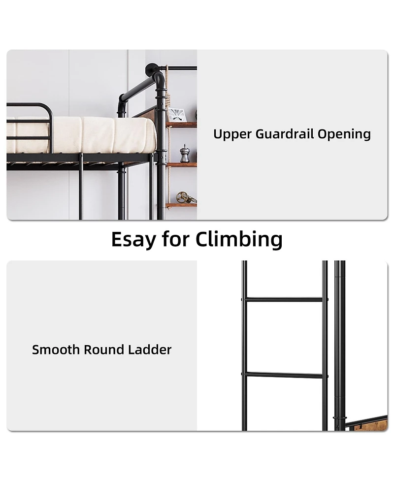gaomon Metal Bunk Bed Heavy Duty Twin Bunk Guardrail Ladder Convertible No Box Spring