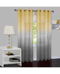 Kate Aurora Tropical Living Semi Matte Sheer Ombre Chic Grommet Top Window Curtains - 52 in. W x 84 L
