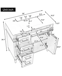 Sillysis Bathroom Vanity with Sink, Modern Cabinet 4 Soft-Close Drawers & Adjustable Shelf, Ample Storage